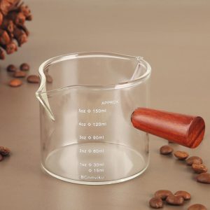 Heat-resistant Glass Coffee Measuring Cup Wooden Handle